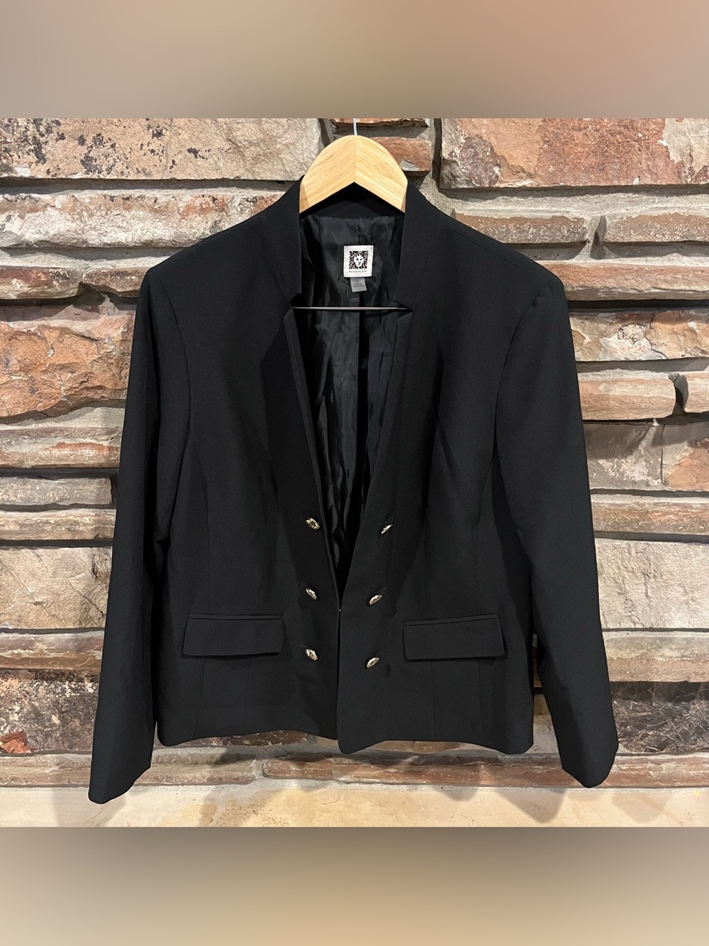Anne Klein Black Double-Breasted Tailored Blazer